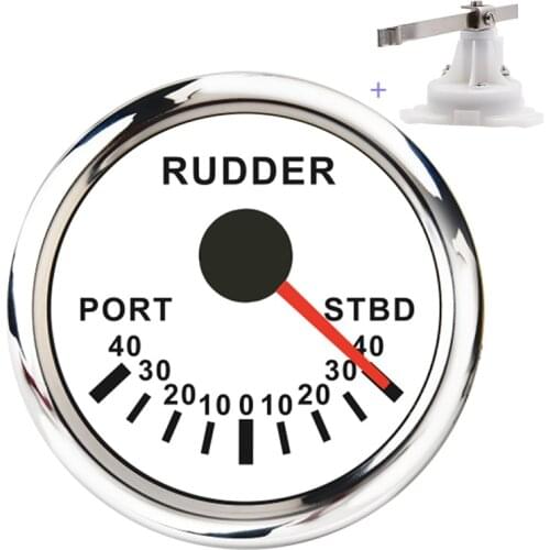 New 0-190ohm 52mm Rudder Angle Indicator Gauge Meter With Mating Sensor For Sail Marine Boat Red Backlight 12V 24V Accessories
