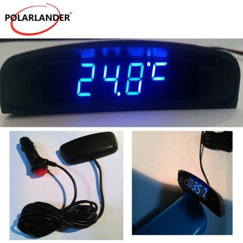 Interior Temperature Meter Voltmeter 3 In 1 Car Auto Digital LED 12V Car Electronic Clock
