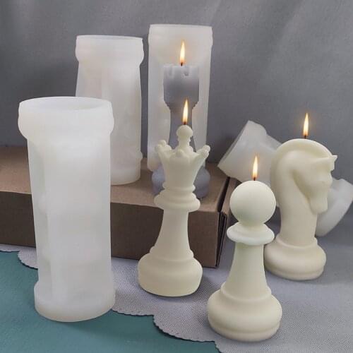 Creative Chess Candle Mold Handmade Chess Pieces Aromatherapy Candle Ornaments DIY Candle Making Crafts Handmade Candles Molds