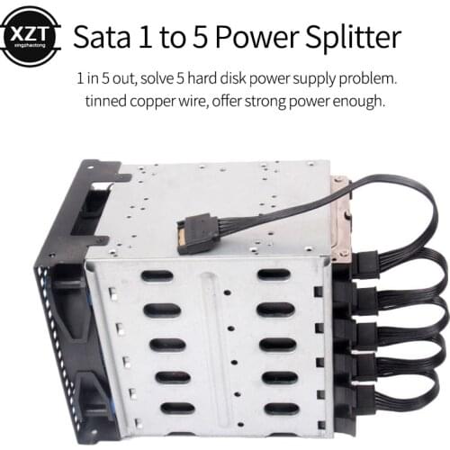 PC Computer Hard Drive M 1 to 5 SATA 15Pin F Hard Drive Power Supply Splitter Cable Cord for DIY PC Sever 15-pin Power 60CM