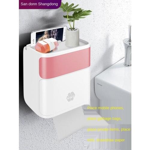 Toilet Paper Box Toilet Tissue Toilet Paper Storage Rack Toilet Household Punch-Free Creative Waterproof Tissue and Toilet Paper