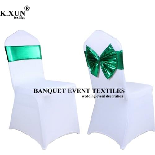 25pcs Sold Bronzing Coated Lycra Band Spandex Chair Cover Sashes For Wedding Event Banquet Party Decoration