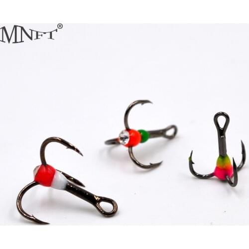 MNFT 20Pcs High Carbon Steel Winter Ice Fishing Three-jaw Hook Tackle Tools Blood Trough Fishhooks 6# 8# 10#Tackle Tools