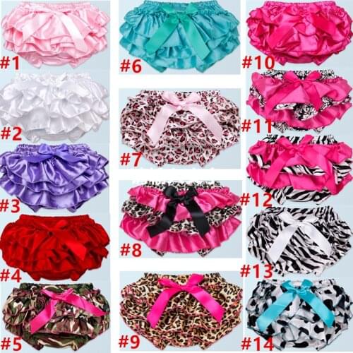 Fashion Baby cotton bloomers with ruffles girls Leopard lace shorts kids pink pants Cute Summer Newborn Toddler Satin Panties