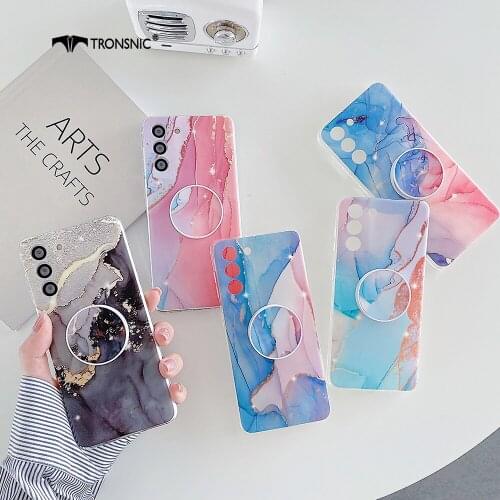 Marble Foldable Stand Phone Case for Samsung Galaxy Note 20 Plus Soft Silicone Stars Case for Samsung S21 S20 S10 Plus A72 Cover