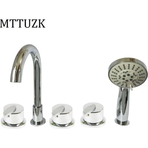 MTTUZK Cold and Hot Water Solid Brass Mixing Valve Tap Bathtub Faucet Mixer For Bathroom Jacuzzi Faucet 5PCS Sets