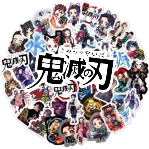 10/50pcs Anime Demon Slayer Kimetsu No Yaiba Sticker Waterproof PVC Skateboard Luggage Motorcycle Guitar Kid Boy Vsco Sticker