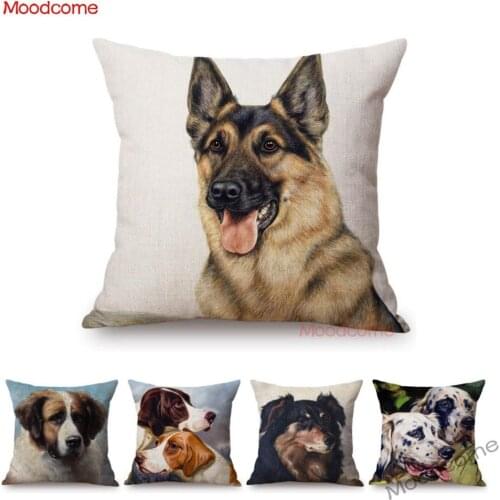 Cute Lovely Puppy Dog Hand Drawn Sketch Shepherd Collie Poodles Art Sofa Throw Pillow Cover Cotton Linen Viszla Cushion Cover