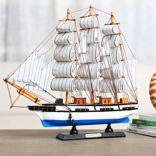 Small solid wooden sailboat model decoration smooth sailing decoration craft ship simulation ship graduation gift
