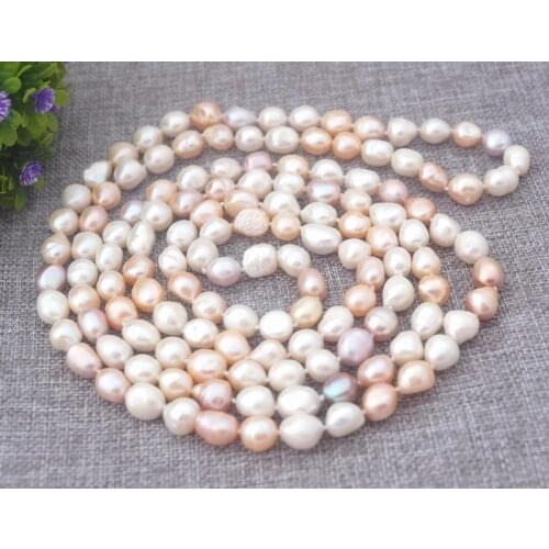 NEW Natural 62'' Multi color Baroque pearl Necklace