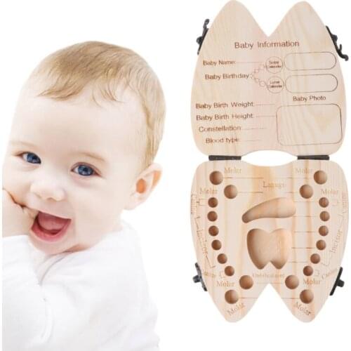 NEW Baby Tooth Box Wooden Milk Teeth Organizer Storage Boys Girls Save Souvenir Case