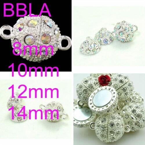 OMH wholesale 5pcs 8 10 12 14 mm DIY Jewelry accessories AAA++ Crystal European round Magnetic attract clasp charm beads PJ376-6