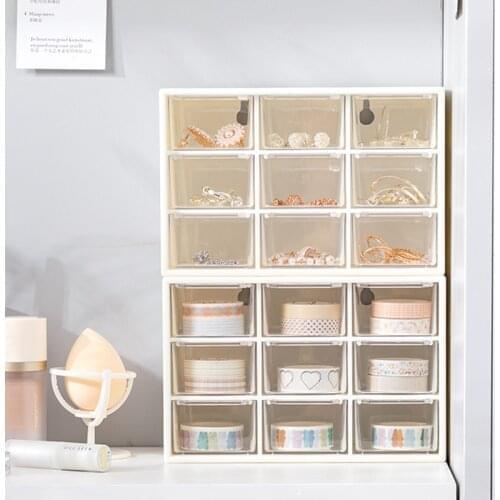 HOOQICT 6/9 Grids Organizer Jewelry Box Make Up Organizer Storage Container Desk Organizer Stationery Plastic Transparent Box