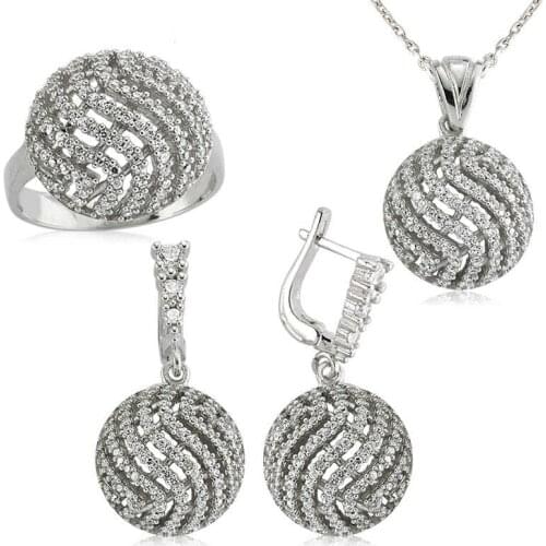 Original silver , Round Zircon Stony Set ,Most Special Jewelry Sets Suitable and Quality Products Types