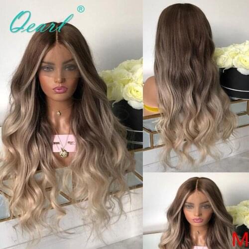 Transparent Lace Frontal Wig Human Hair for Women Glueless 13x6 Lace Wigs Brown Blonde Colored Body Wave Remy Hair 150% QEarl