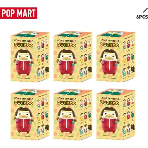 POP MART 6PCS Sale Promotion Duckoo training series Blind Box Doll Binary Action Figure Birthday Gift Kid Toy