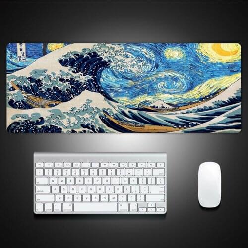 Hot Fashion Canvas Big Wave Mouse Pad XXL Game Accessory Pad PC Computer Notebook Office Gamer Keyboard Mat Mouse Pad 90x40 Desk