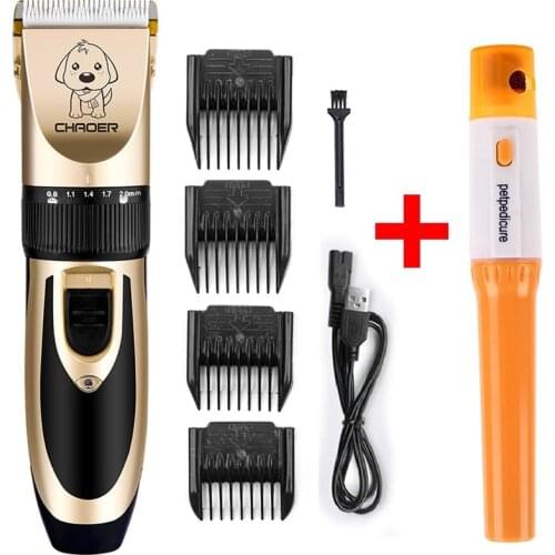Professional Pet Dog Hair Trimmer Animal Grooming With Electric Nail Clippers Cat Cutter Machine Shaver Scissor Clipper 110-220V