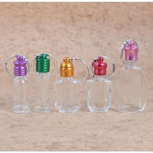 Transparent Glass Perfume Bottle Empty Essential Oils Bottles With Key Ring F20172459