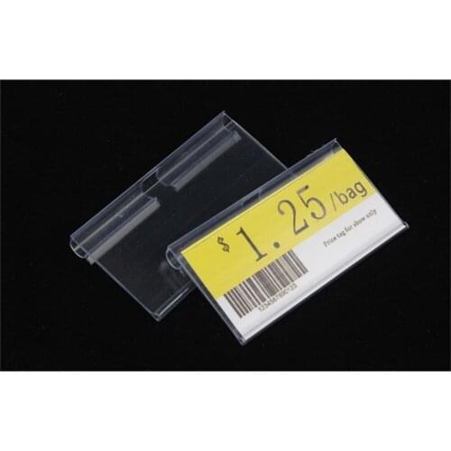 80x42mm Transparent PVC Plastic Price Tag display Label frame sign holder data strip shelf talker price card clip display rack