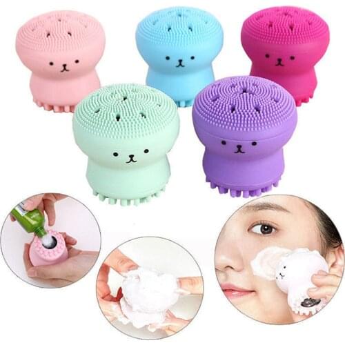 Silicone Small Octopus Facial Cleansing Brushes Face Deep Cleaning Washing Brush Massage Beauty Instrument Clean Pores/exfoliate