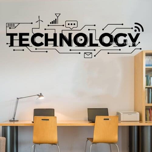 Technology Logo Wall Decal Vinyl Science Education School Art Design Wall Sticker Classroom Interior Wallpapers Removable LC1410