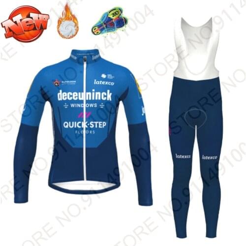 Quick Step 2021 Cycling Jersey Suit Men Winter Thermal Cycling Clothing Set Long Sleeve Road Bike MTB Wear Maillot Ropa Ciclismo