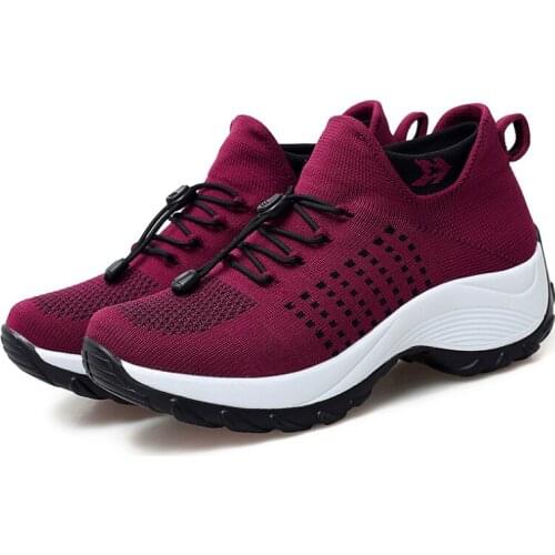 2021 Breathable Mesh Platform Sneakers Women Casual Running Shoes Woman Knit Sock Shoes Platform Sneakers Zapatillas Mujer