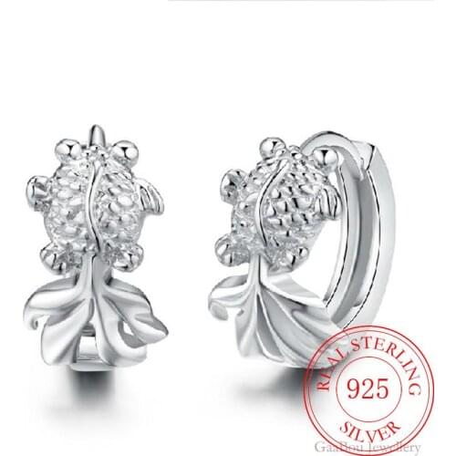 925 Sterling Silver Women Luxury Classic Animal Earrings Cyprinoid Charm Stud Earring Girl Elegant Jewelry Vintage Gifts New