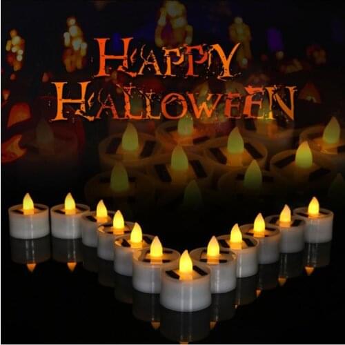 12 Pcs/Box Solar Candle Light Smokeless Simulation Electronic Candle Lantern Outdoor Solar Tea Wax Lamp for Christmas Ha