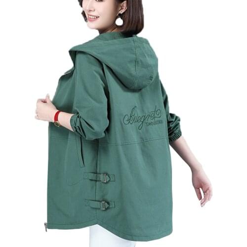2021 Autumn Womens Coat Hooded Jacket Long Sleeve Zipper Pockets Casual Windbreaker Basic Jackets Outerwear Plus Size 3XLA984