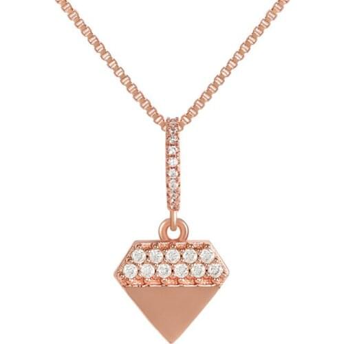 2021 Luxury Rose Gold Plated Geometric Necklace Zirco Triangle Necklace For Party