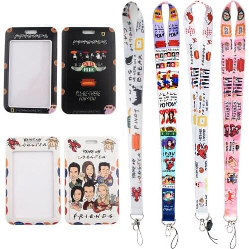 24pcs/lot MD232 DMLSKY Cartoon Friend Tv Show Lanyard Keychain Badge Mobile Phone Rope Lanyard With Card Holder Cover for kid