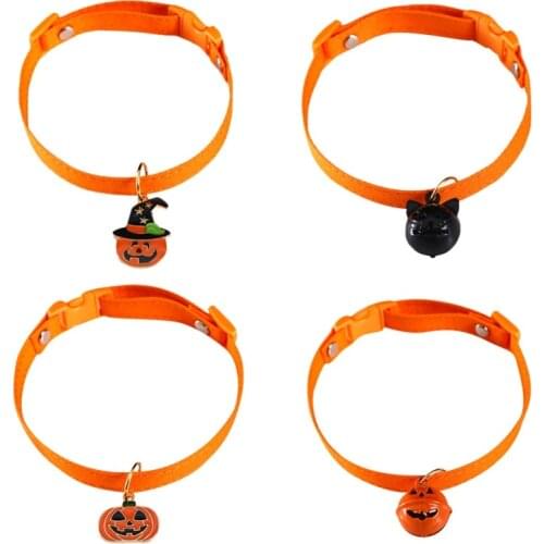 4PCS Cats Bells Collars Adjustable Halloween Pet Collar pumpkin Bow Knot Collar Pet Supplies Cat Accessories