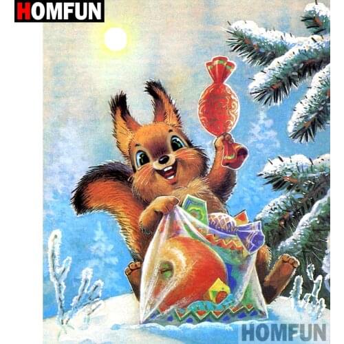 HOMFUN Diy Full Square Round Drill 5D Diamond Painting Cross Stitch Diamond Embroidery "Cartoon squirrel" Home Decor Gift A07090