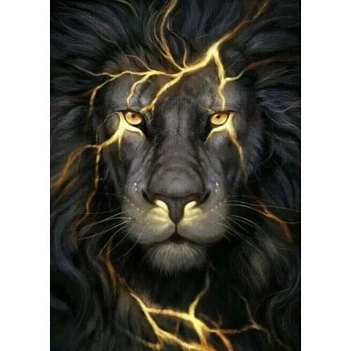 Animal Diamond Painting Full Square/Round Drill 5D Lion Lightning Animals Picture Mosaic Rhinestone Cross Stitch Home Decor