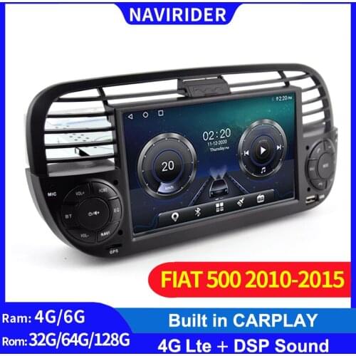 2din Android 10 GPS Car Multimedia Video Player For FIAT 500 2013 Vehicle Radio Navigator 6GB RAM 128GB ROM Stereo With CANBUS