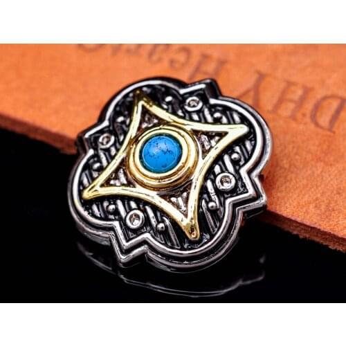 6pcs 27mm Silver Gold Two-tone Engraved Turquoise Concho For Leathercraft Purse Belt Saddle Headstall Bridle Decor