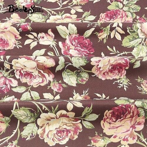 Booksew Rose Design 100% Cotton Twill Fabric Sewing Coth Quilting Home Textile Baby Bedsheet DIY Patchwork Crafts Scrapbooking
