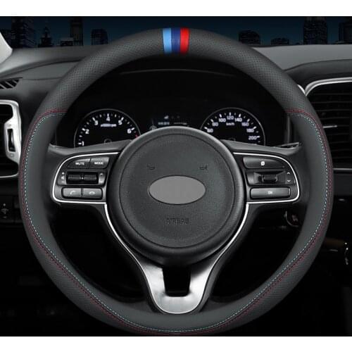 Carbon Fiber Leather Steering Wheel Cover For Kia Cerato Forte Optima Picanto Sorento Soluto Sportage Protection Accessories