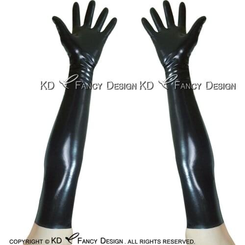 Black Sexy Arm Length Latex Gloves Long Rubber Mittens ST-0014