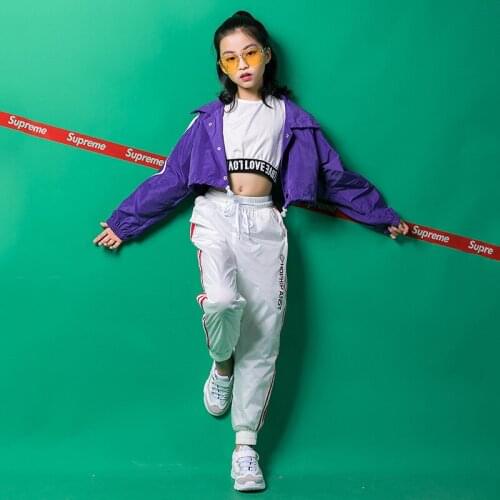 Kids Hip Hop Ballroom Dancing Clothes Dance Costume Clothing for Girls Jacket Crop Tank Tops Jogger Pants Street Dance Suits