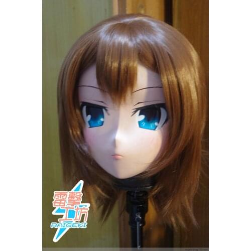 KM9168) Handmade Female Sweet Girl Resin Crossdress Outfit Cosplay Japanese Animegao Role Play Kigurumi Mask