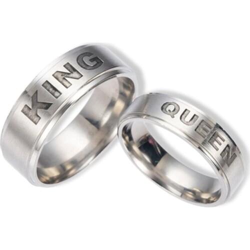 King Queen Couples Rings for Women Men Stainless Steel Crown Rings King Queen Mens Jewelry Best Listing 2018 Products for Love
