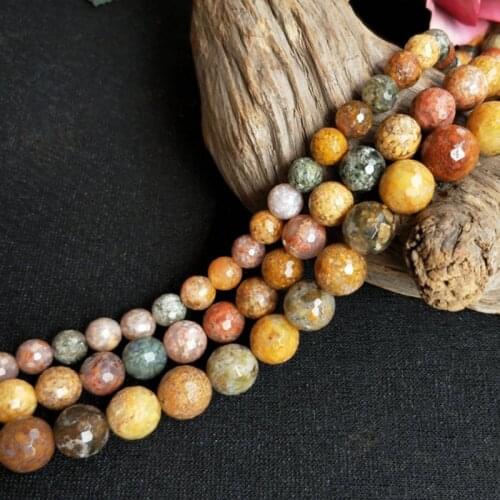 8-12mm Natural Round Faceted Ocean Agates Gobi Agates Beads For Jewelry Making Beads Bracelets 15'' Needlework DIY Beads Trinket