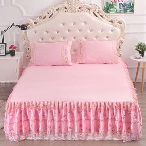Lace Bed Skirt Pillowcases bedding set Princess Bedding Bedspreads sheet Bed For Girl bed Cover #sw
