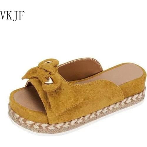 Summer Fashion Sandals 2021 Shoes Women Bow Sandals Slipper Indoor Outdoor Flip-flops Beach Shoes Female Slippers Plus Size