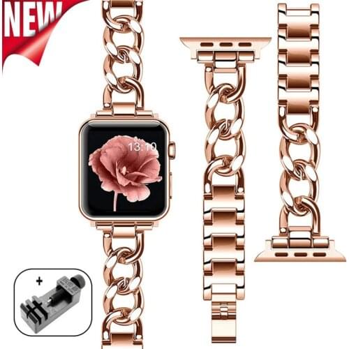 Chain Metal Bracelet for Apple Watch Band 40mm 38mm Stainless Steel Strap Wristband iWatch SE 6/5/4/3/2/1 Bands 42mm 44mm Women
