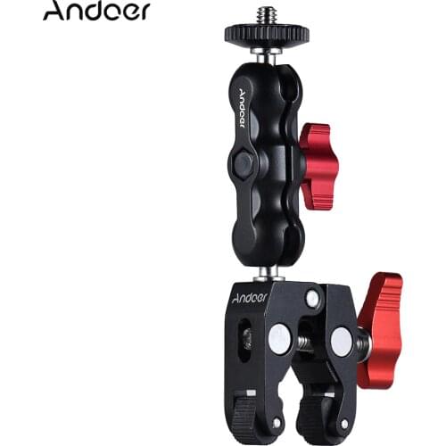 Andoer Multi-function Ball Head Clamp Ball Mount Clamp Magic Arm Super Clamp w/ 1/4"-20 Thread for GPS Phone Monitor Video Light