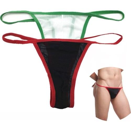 Mens Underwear Mesh Transparent Thong Gay Men Sexy Breathable Underwear T-Back G-String Briefs Lingerie